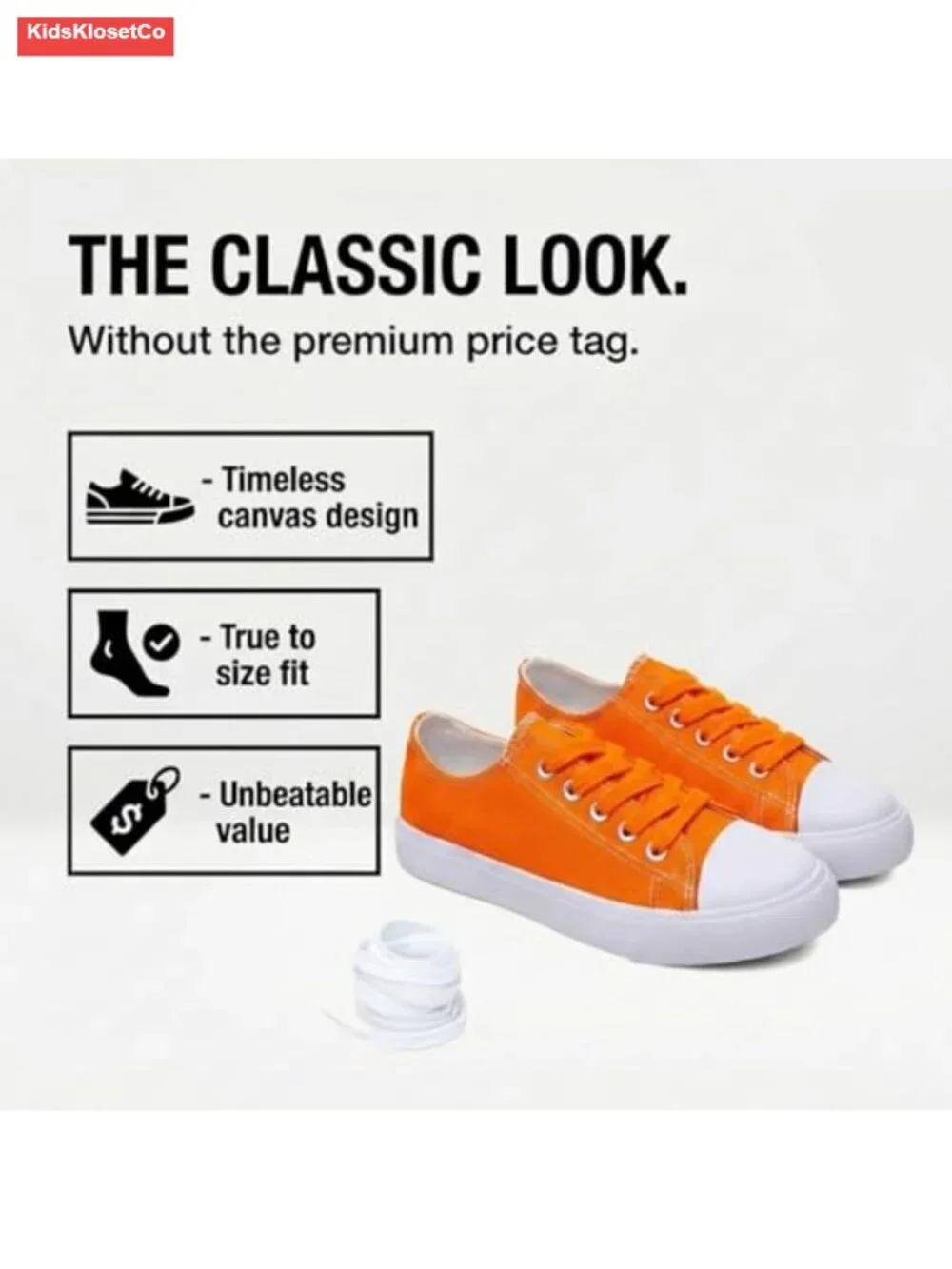 Kids Canvas Sneakers Low Top Lace-Up Shoes for Little Kids